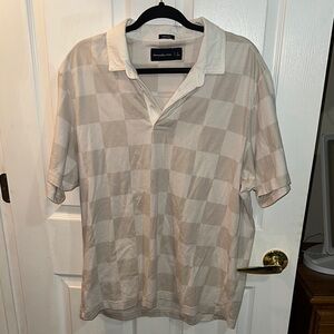 Abercrombie & Fitch Tan Polo Shirt with Geometric Design